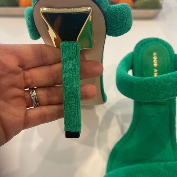 Good American Green Terry Slip On High Heel Sandals NEW - Picture 9 of 12